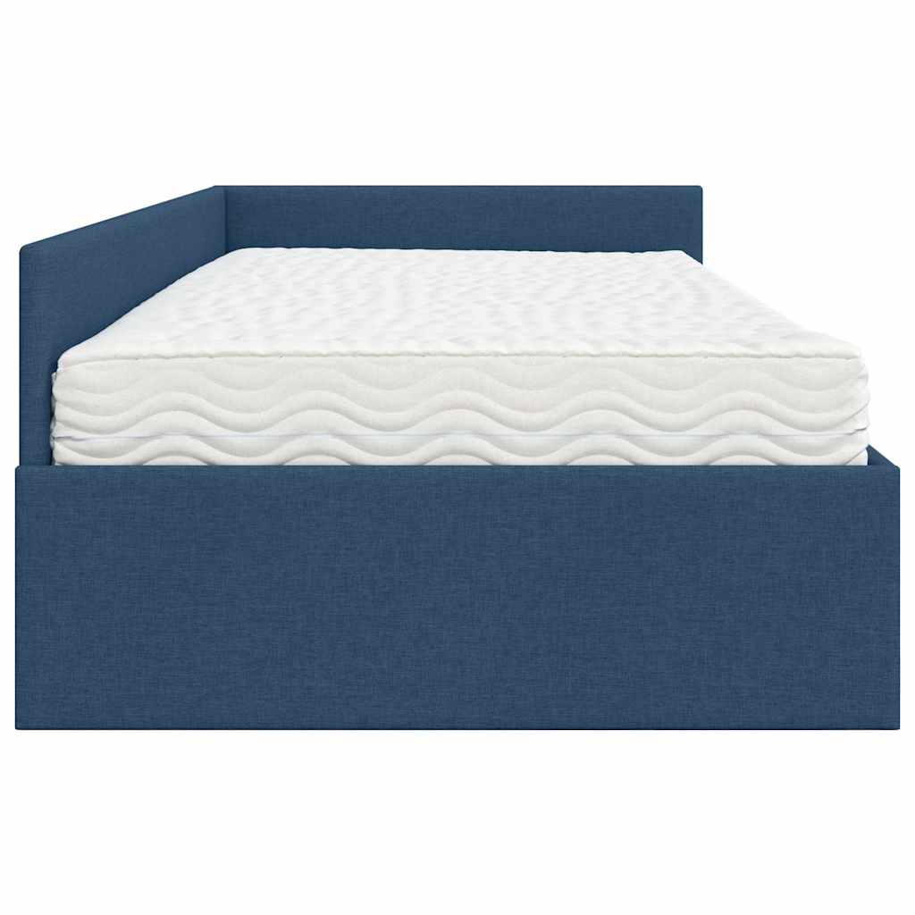 Kutni krevetni okvir s madracem Ostalo 2 pcs Plava tkanina