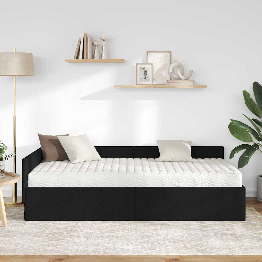 Kutni krevetni okvir s madracem Ostalo 2 pcs Zelena tkanina