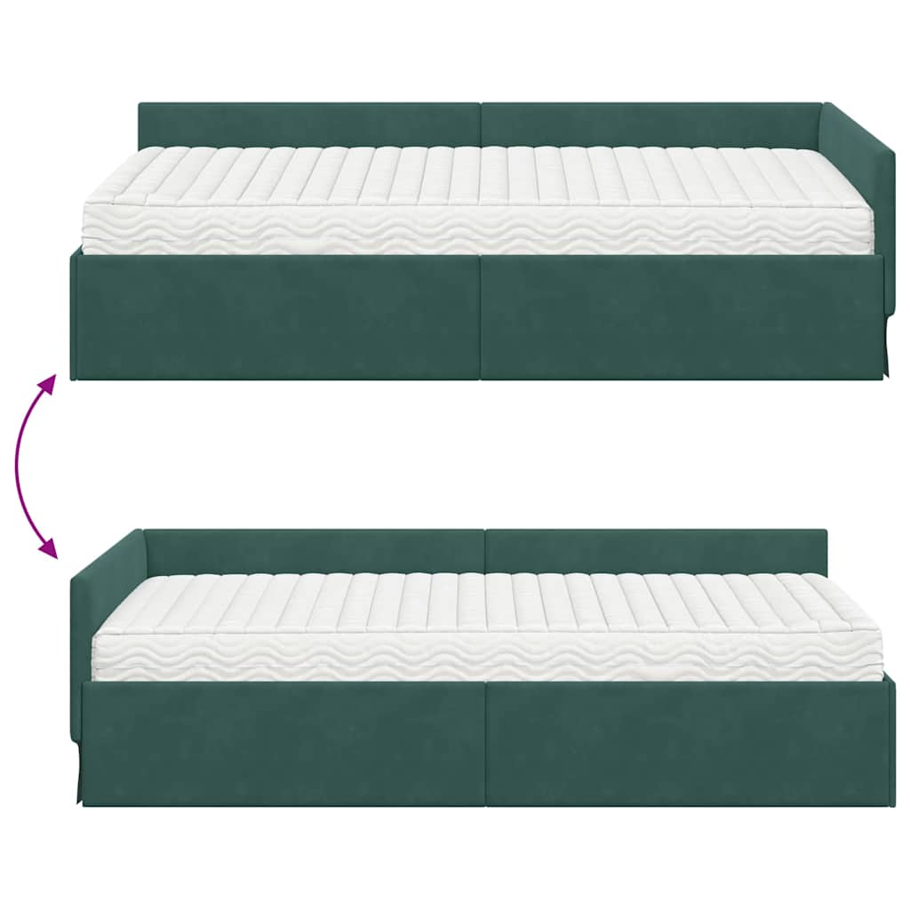 Kutni krevetni okvir s madracem Ostalo 2 pcs Zelena Baršun