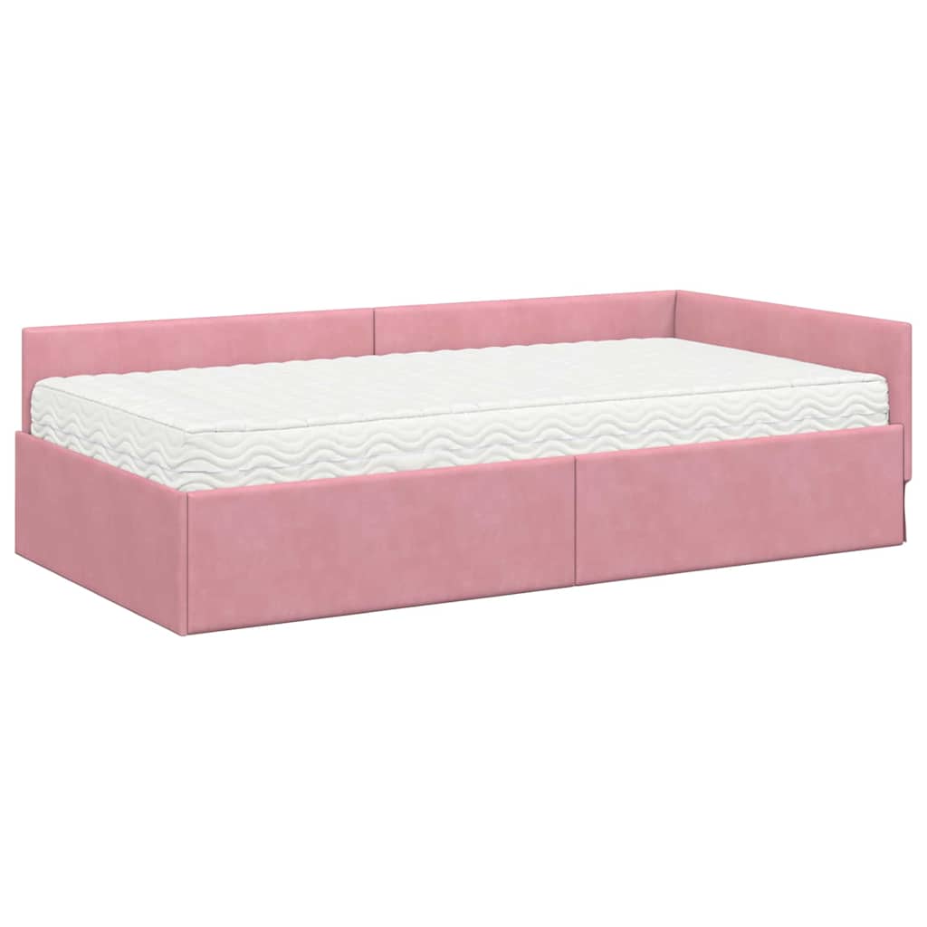 Kutni krevetni okvir s madracem Ostalo 2 pcs Siva Baršun