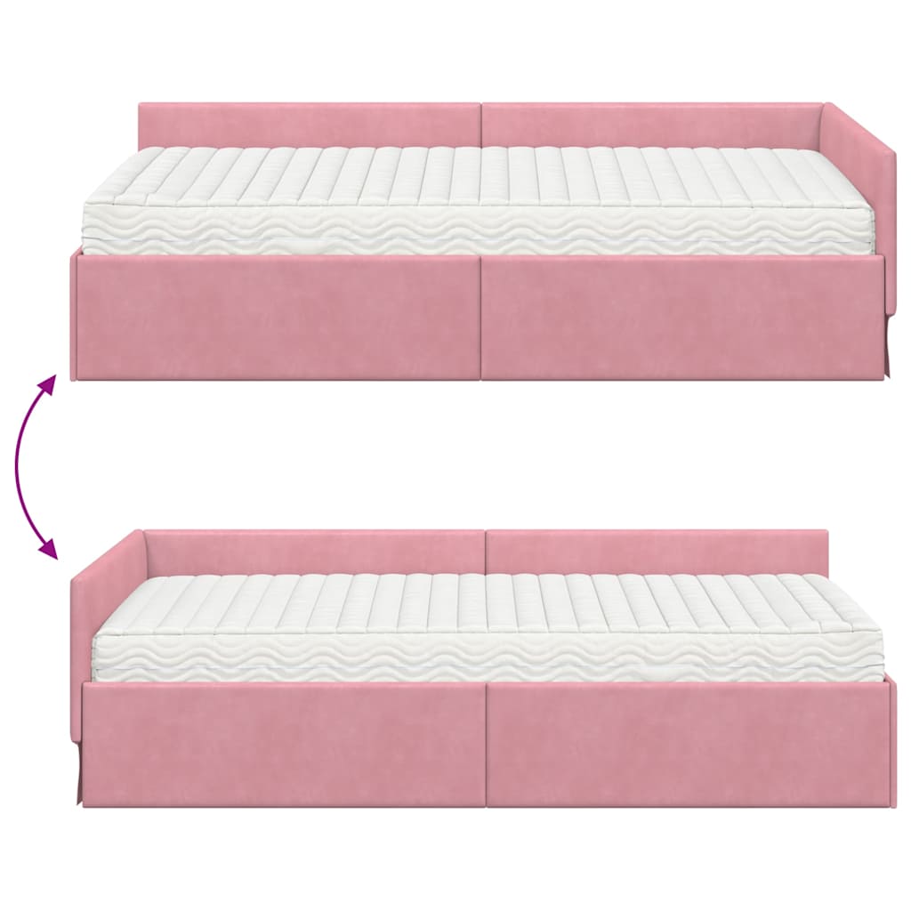 Kutni krevetni okvir s madracem Ostalo 2 pcs Siva Baršun