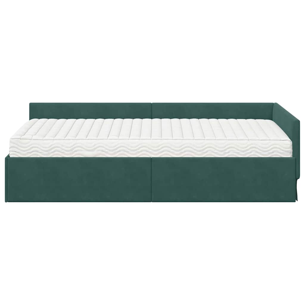Kutni krevetni okvir s madracem Ostalo 2 pcs Zelena Baršun