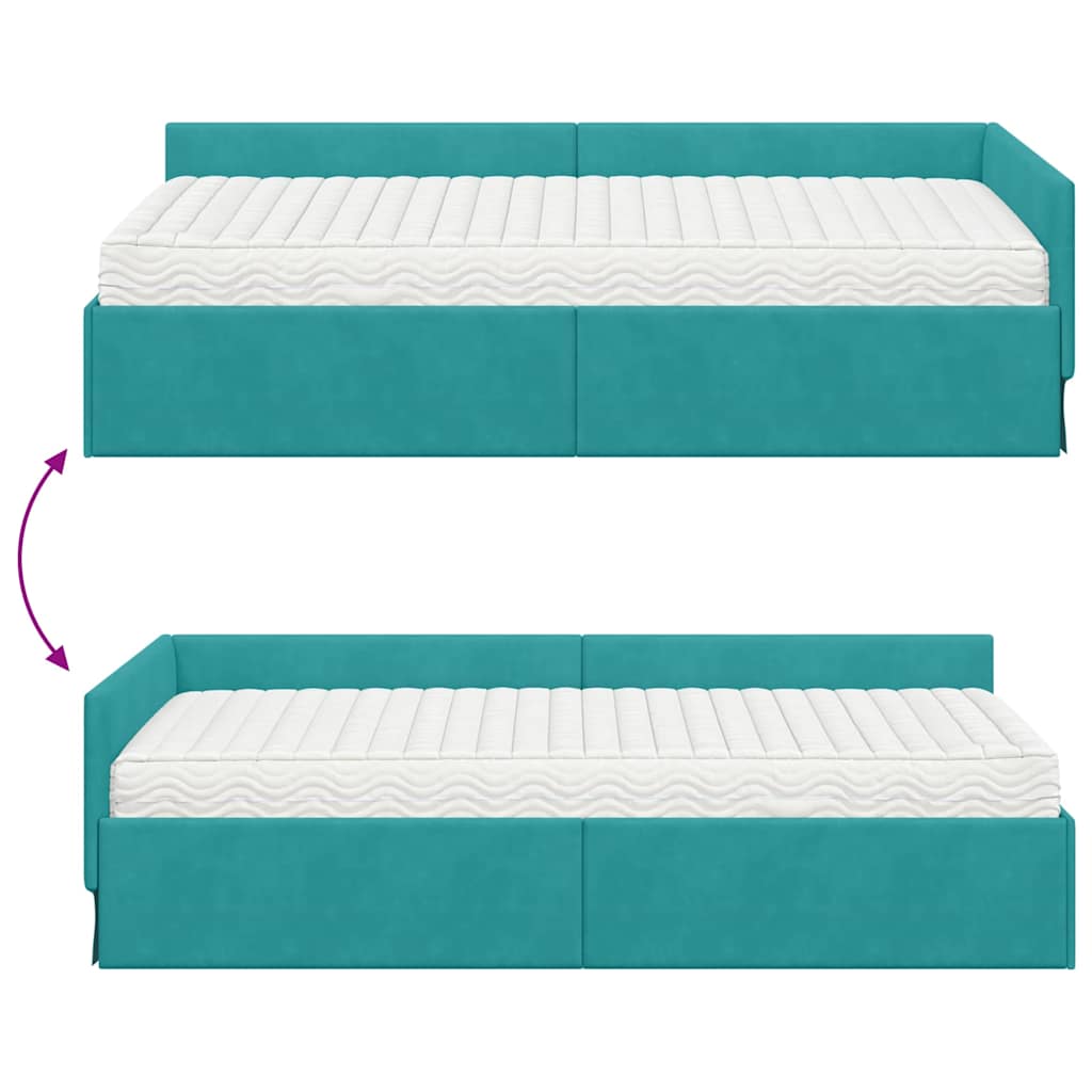 Kutni krevetni okvir s madracem Ostalo 2 pcs Zelena Baršun