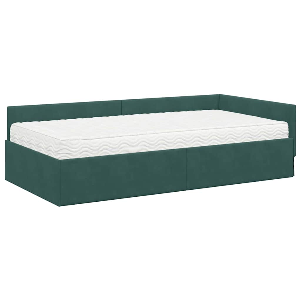 Kutni krevetni okvir s madracem Ostalo 2 pcs Zelena Baršun