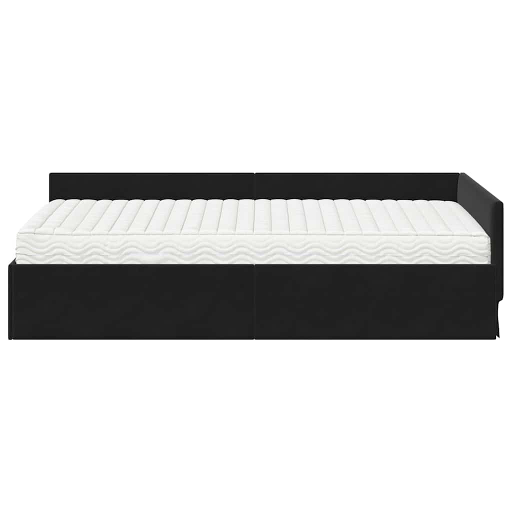 Kutni krevetni okvir s madracem Ostalo 2 pcs Crna Baršun