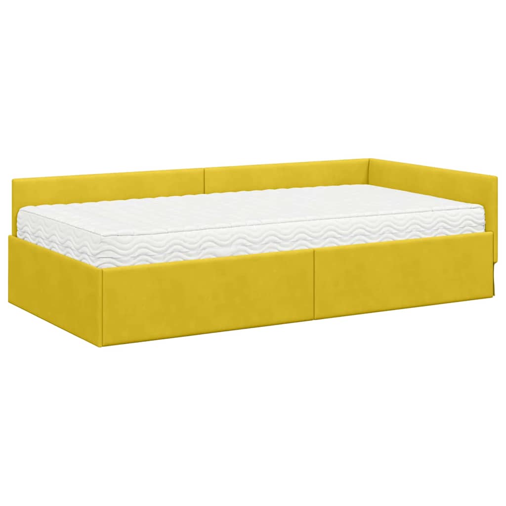 Kutni krevetni okvir s madracem Ostalo 2 pcs Žuta Baršun