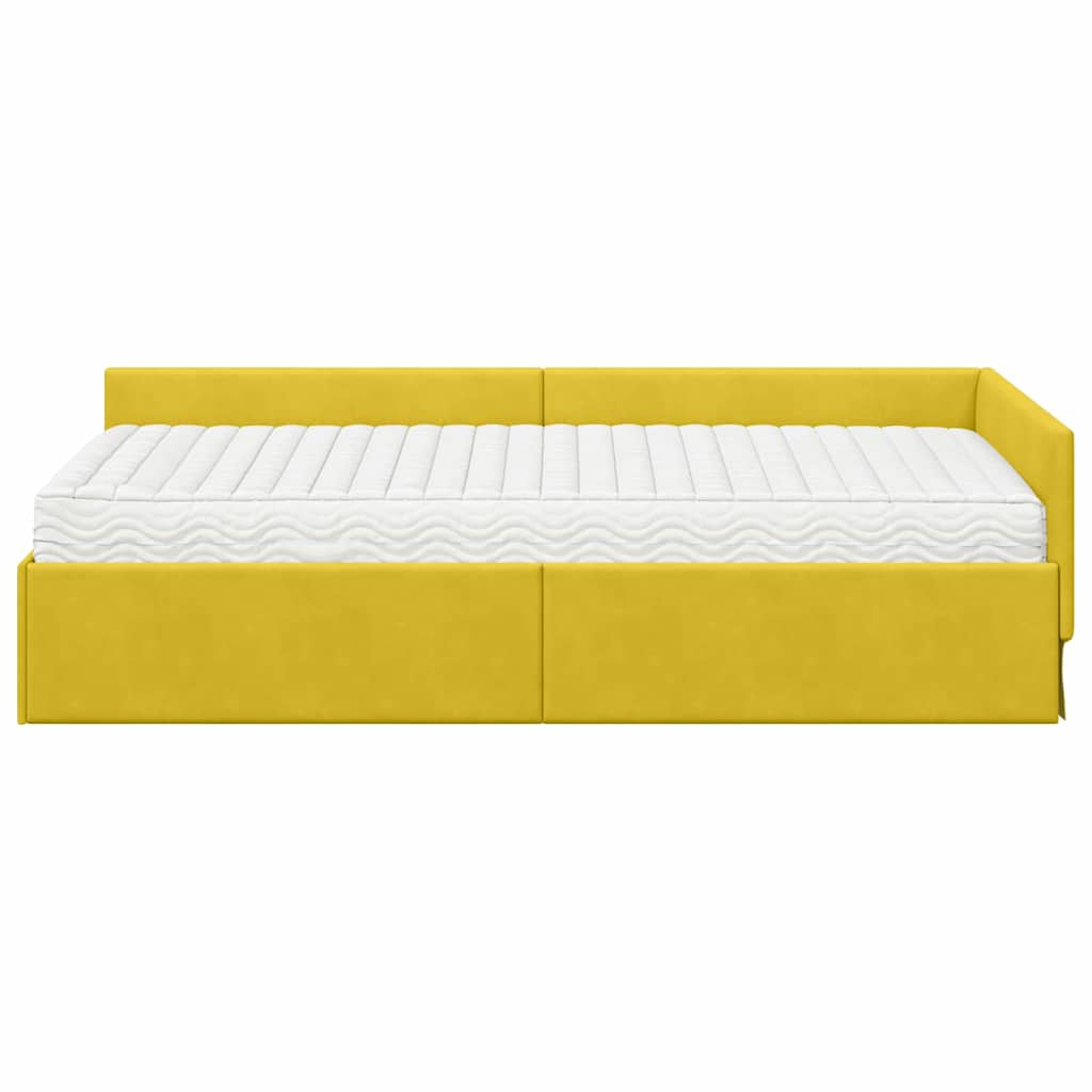 Kutni krevetni okvir s madracem Ostalo 2 pcs Žuta Baršun