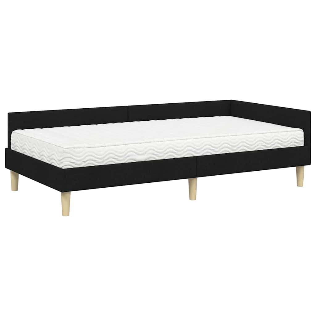 Kutni krevetni okvir s madracem s madracem 2 pcs Zelena tkanina