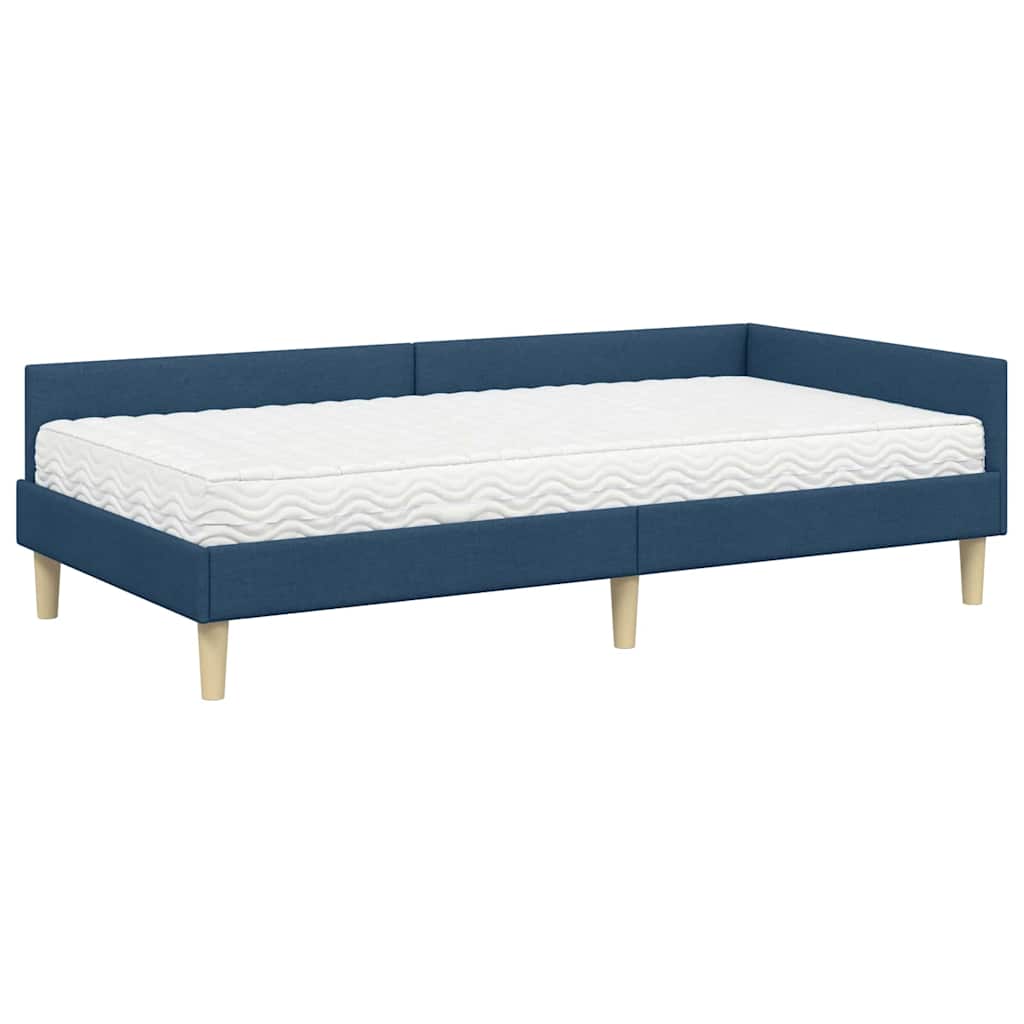 Kutni krevetni okvir s madracem s madracem 2 pcs Plava tkanina