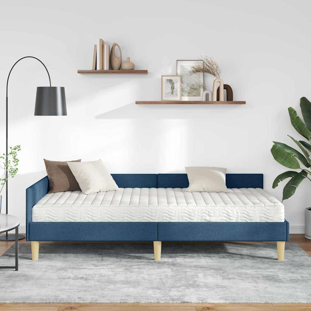 Kutni krevetni okvir s madracem s madracem 2 pcs Plava tkanina