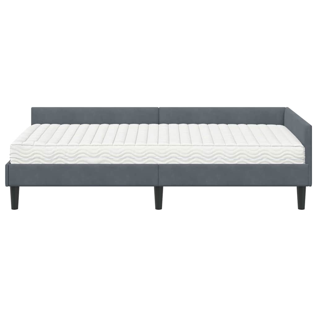 Kutni krevetni okvir s madracem Ostalo 2 pcs Siva Baršun
