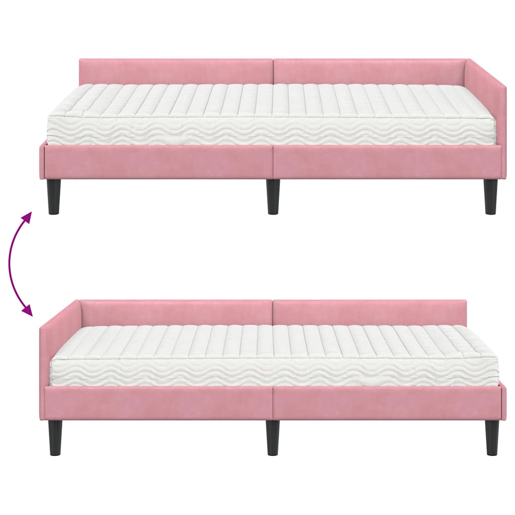 Kutni krevetni okvir s madracem Ostalo 2 pcs Siva Baršun