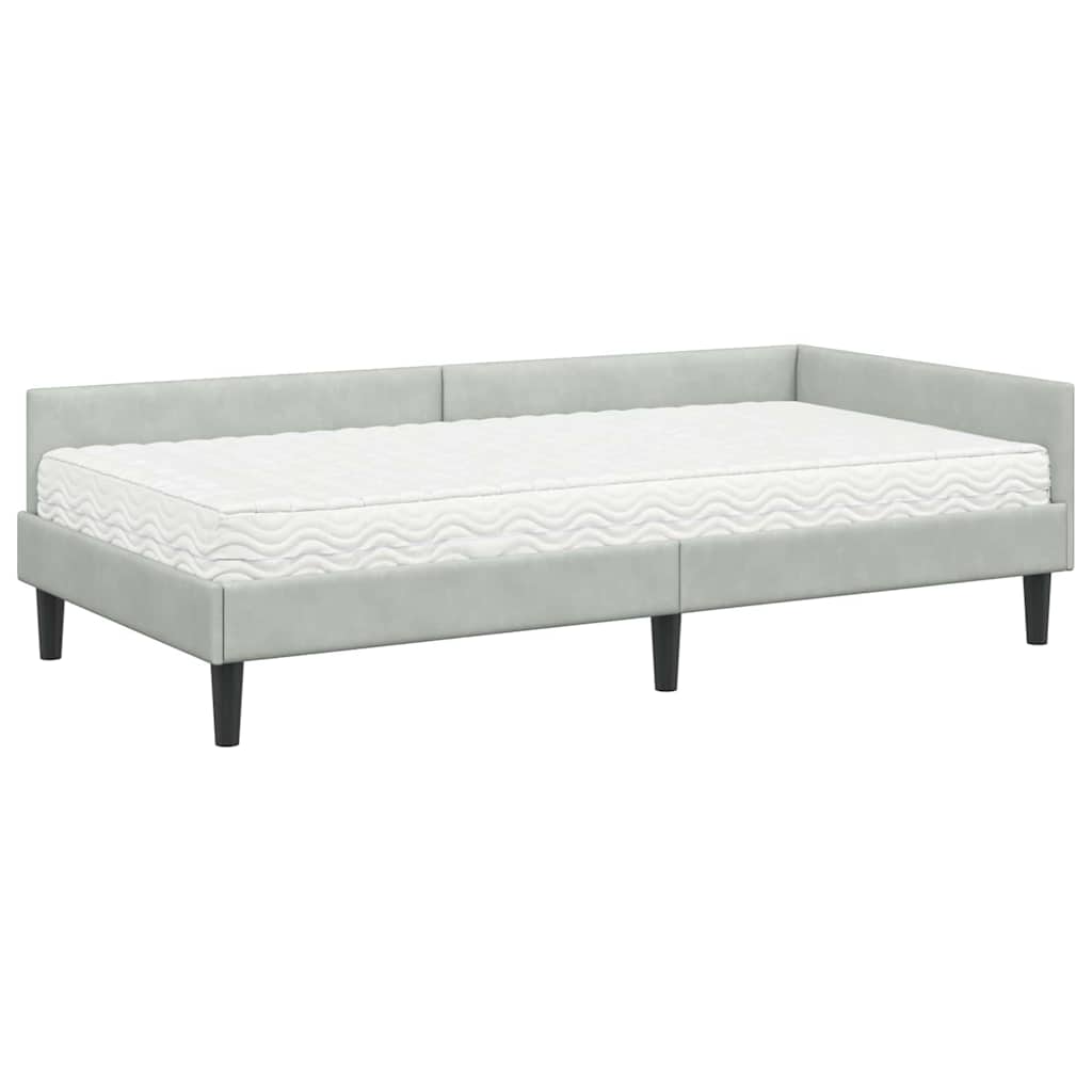 Kutni krevetni okvir s madracem Ostalo 2 pcs Svjetlosiva Baršun