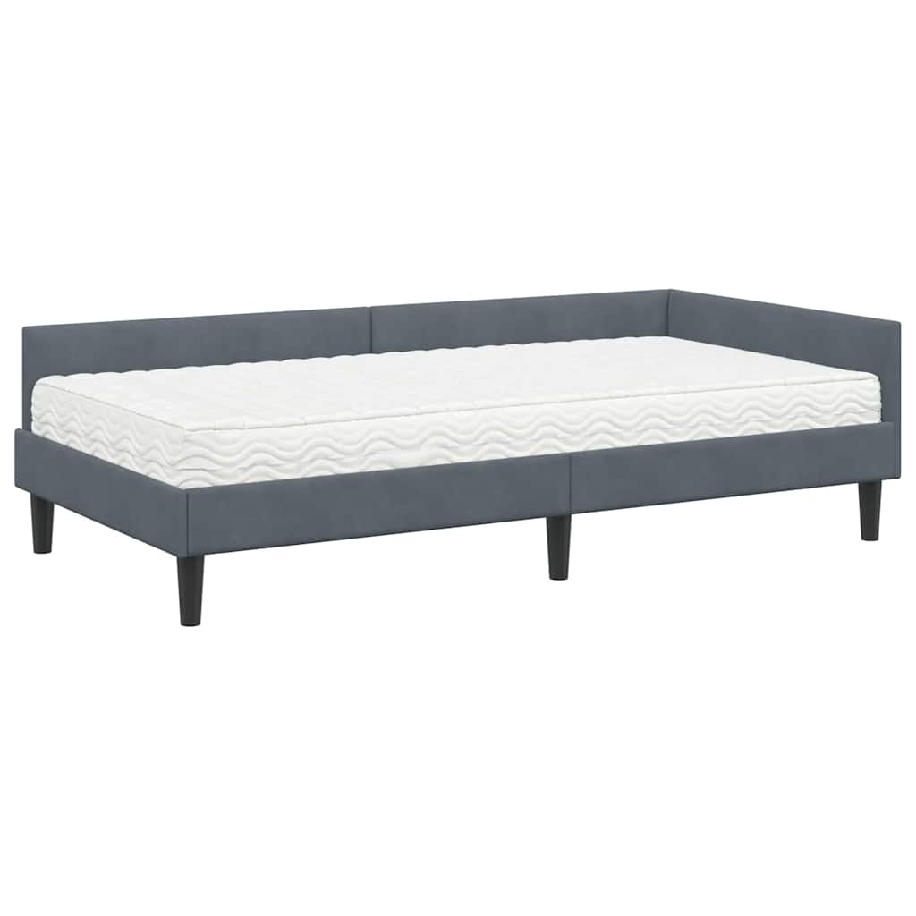 Kutni krevetni okvir s madracem Ostalo 2 pcs Siva Baršun