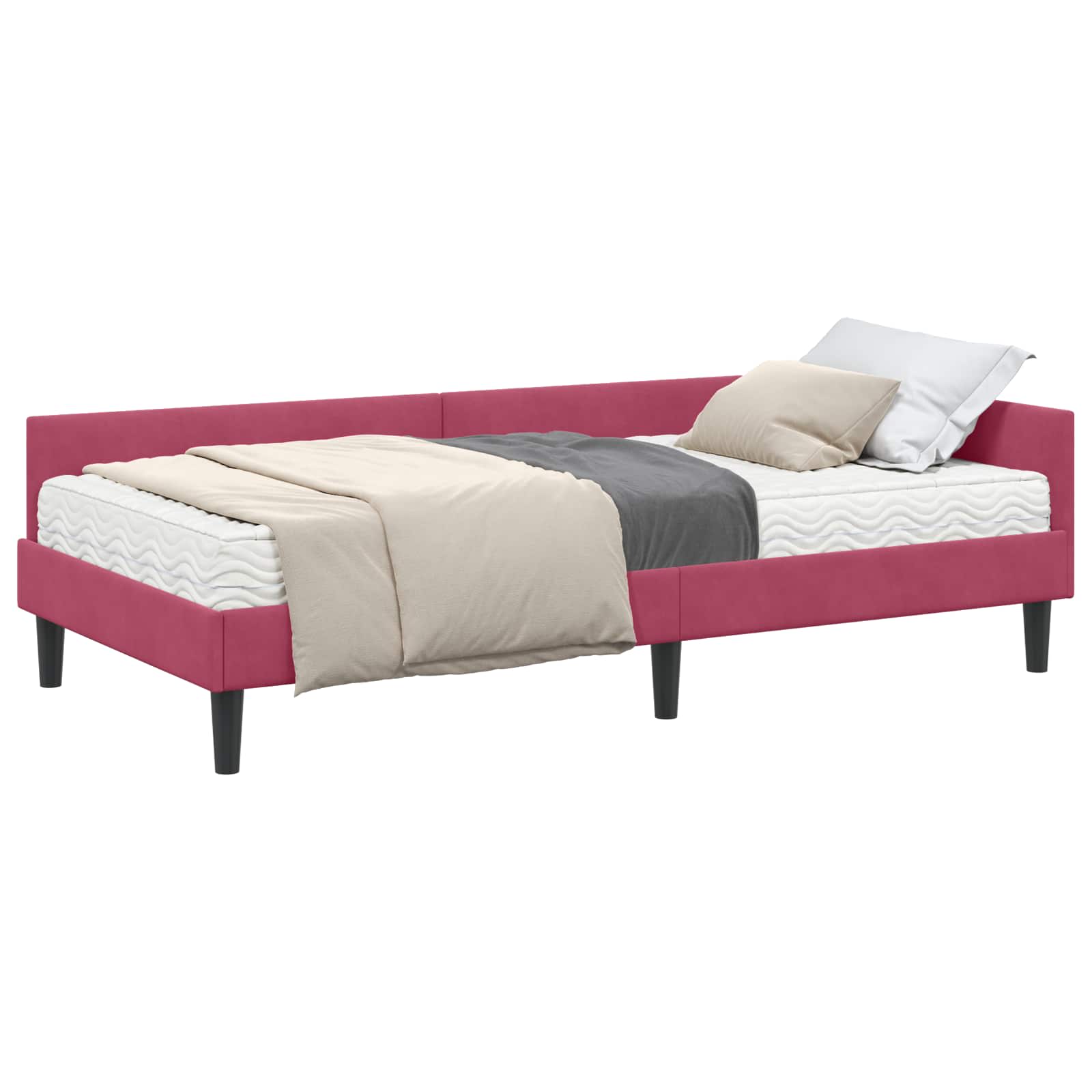 Kutni krevetni okvir s madracem Ostalo 2 pcs Zelena Baršun