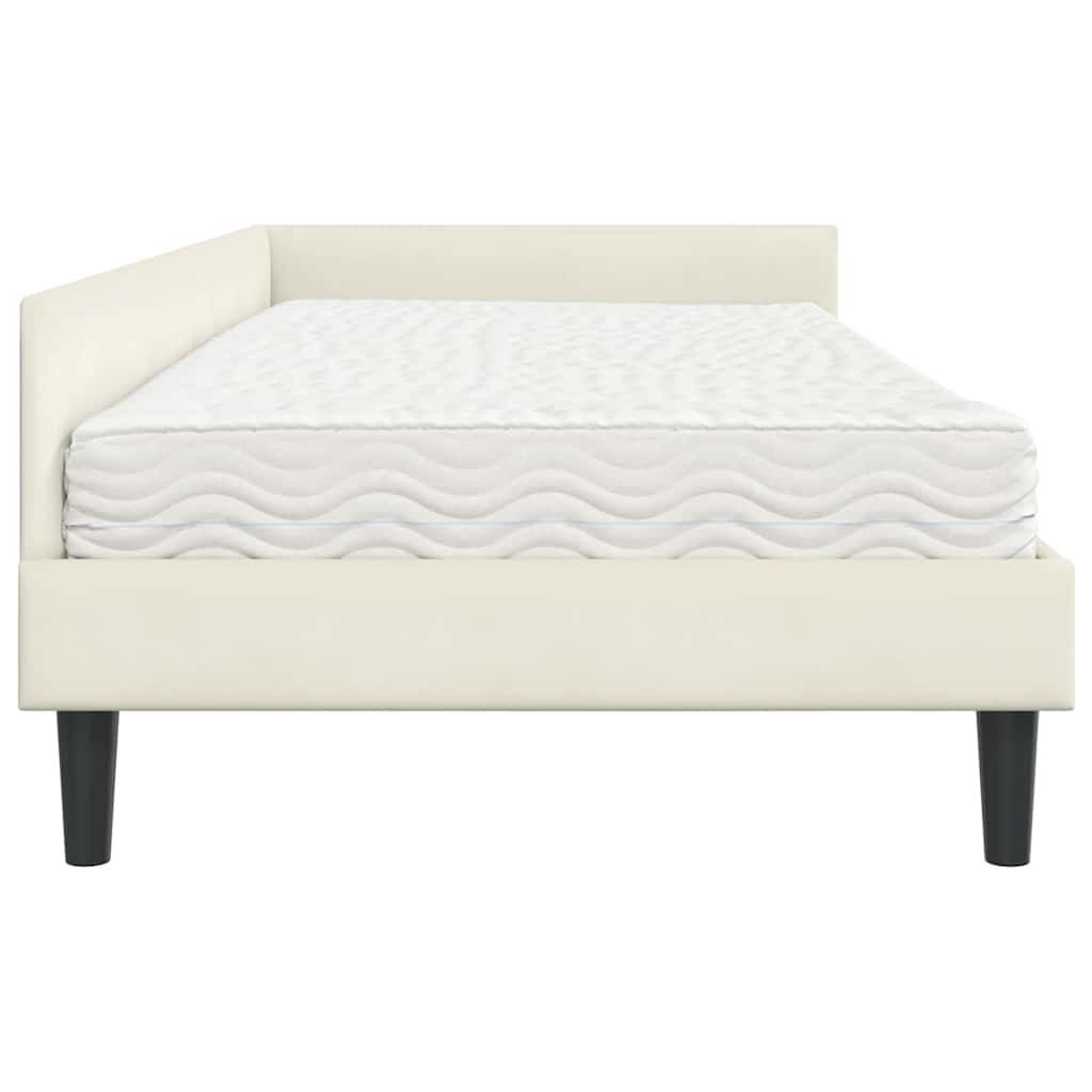 Kutni krevetni okvir s madracem Ostalo 2 pcs Krema Baršun