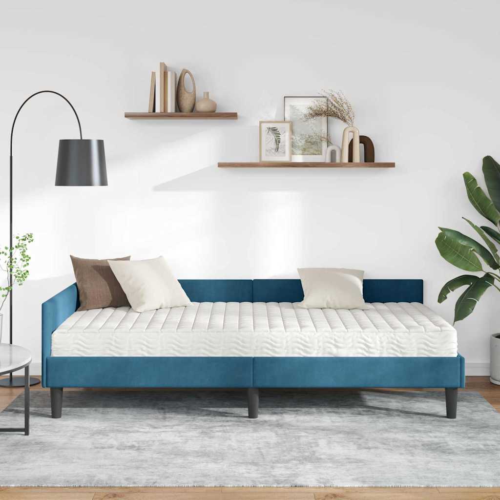 Kutni krevetni okvir s madracem Ostalo 2 pcs Plava Baršun