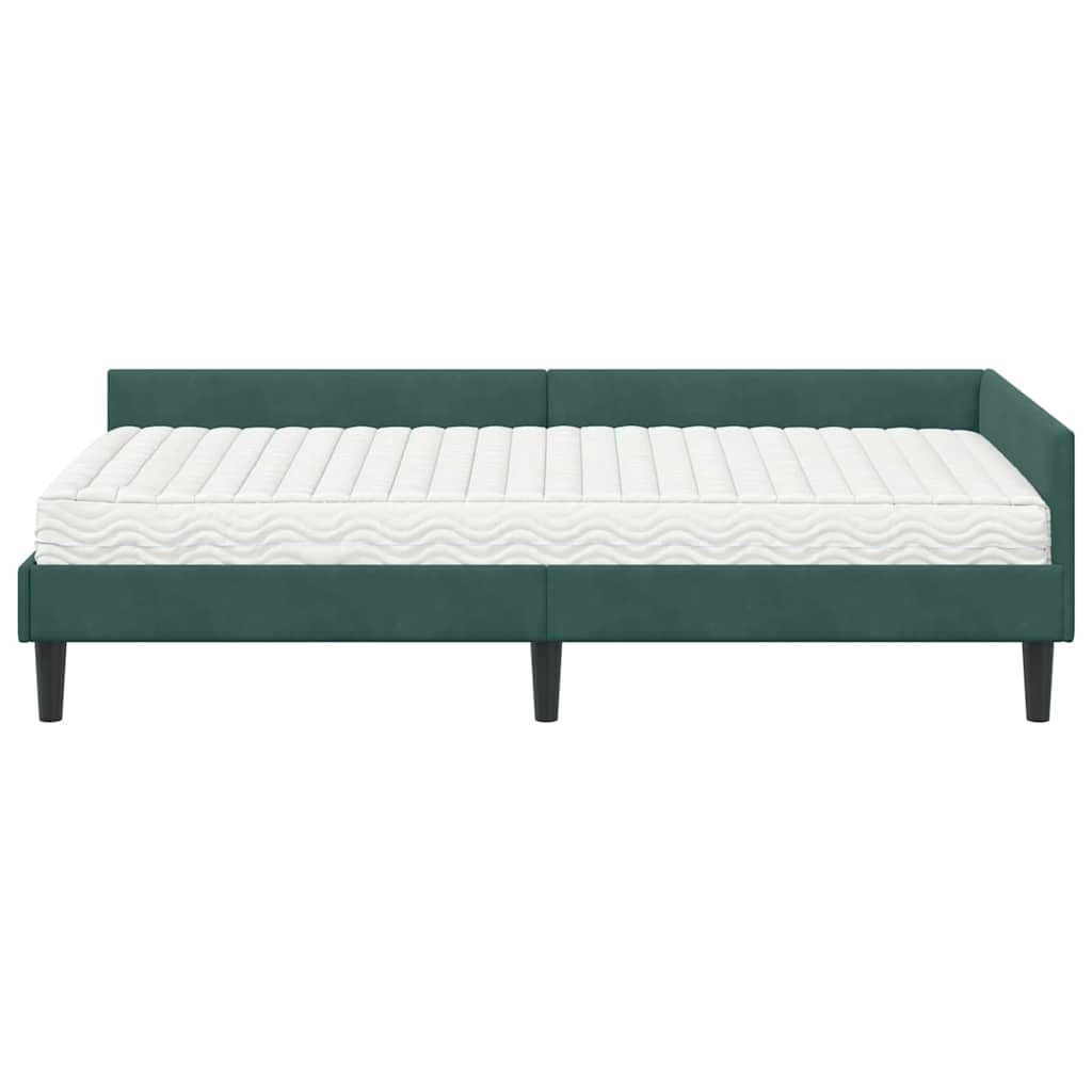 Kutni krevetni okvir s madracem Ostalo 2 pcs Zelena Baršun