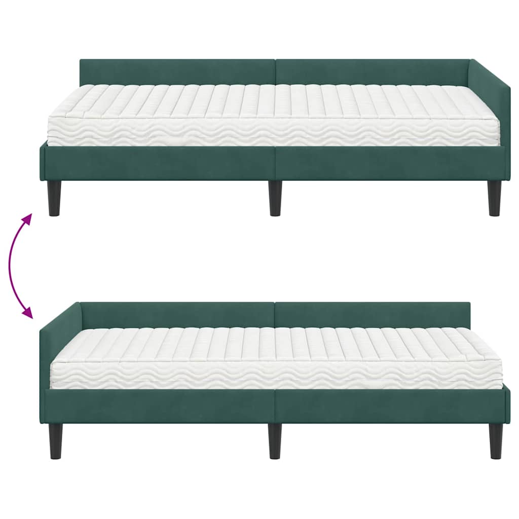 Kutni krevetni okvir s madracem Ostalo 2 pcs Zelena Baršun
