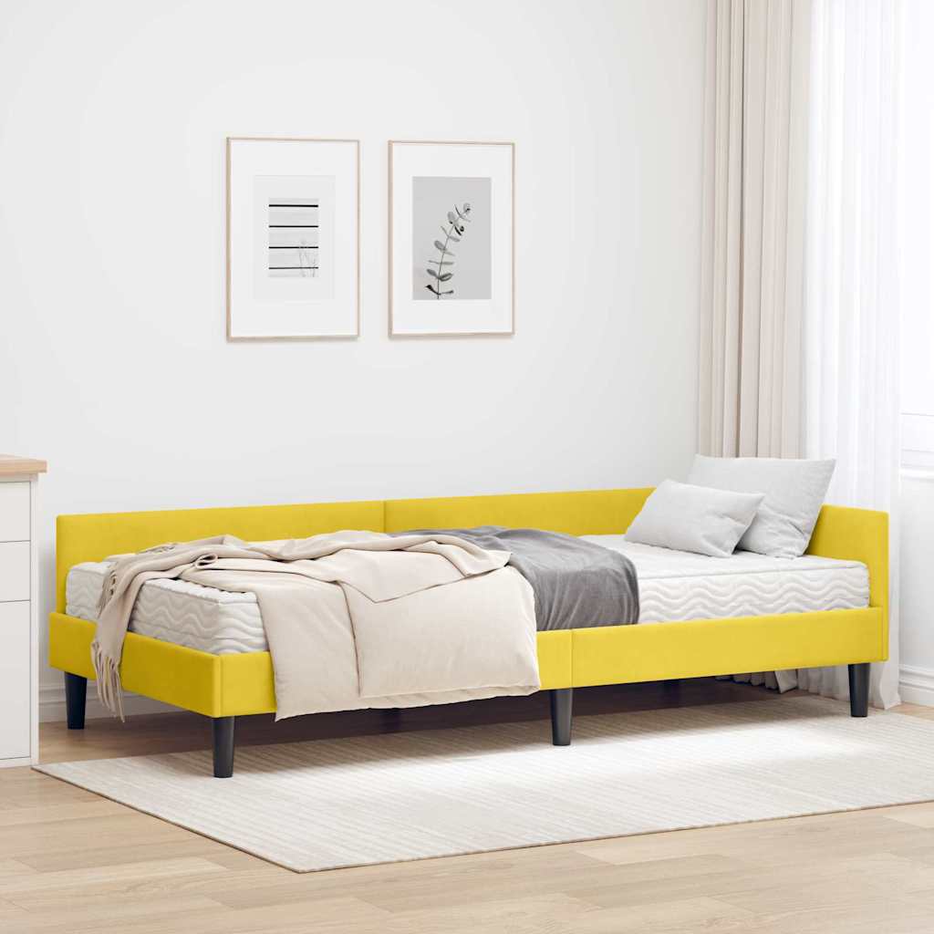 Kutni krevetni okvir s madracem Ostalo 2 pcs Žuta Baršun