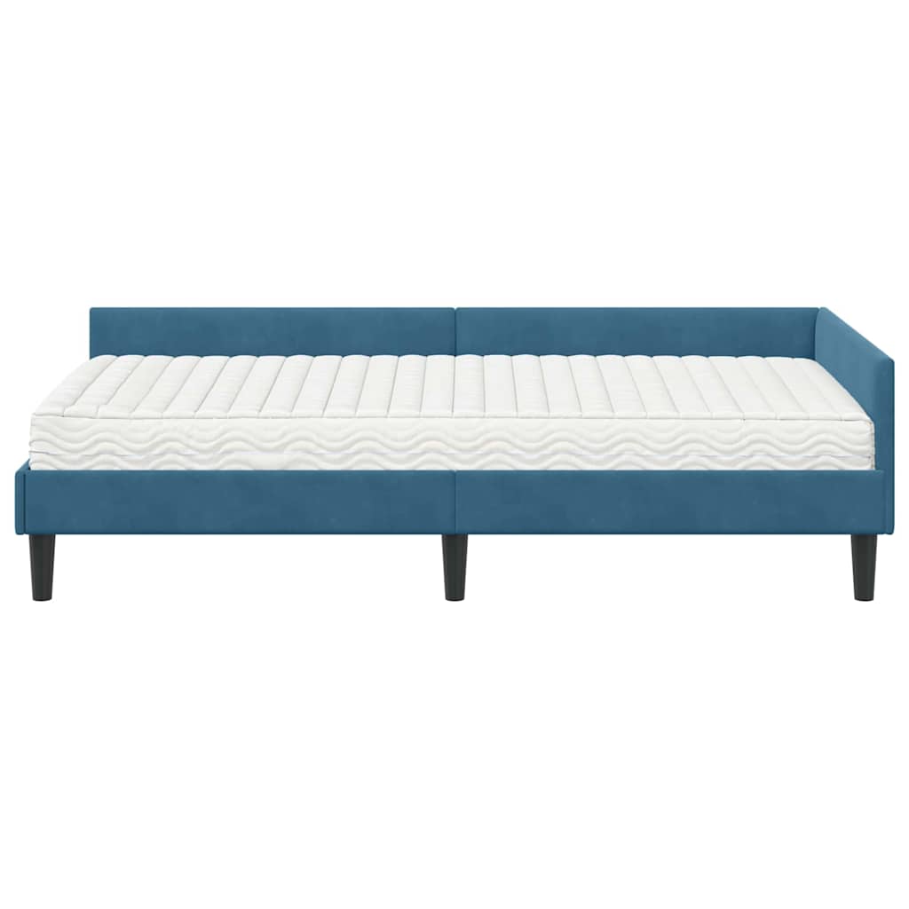 Kutni krevetni okvir s madracem Ostalo 2 pcs Plava Baršun