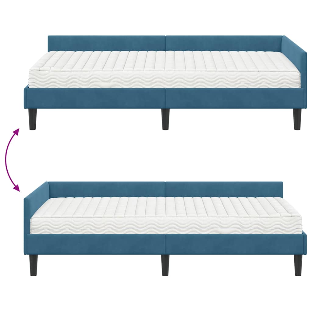 Kutni krevetni okvir s madracem Ostalo 2 pcs Plava Baršun