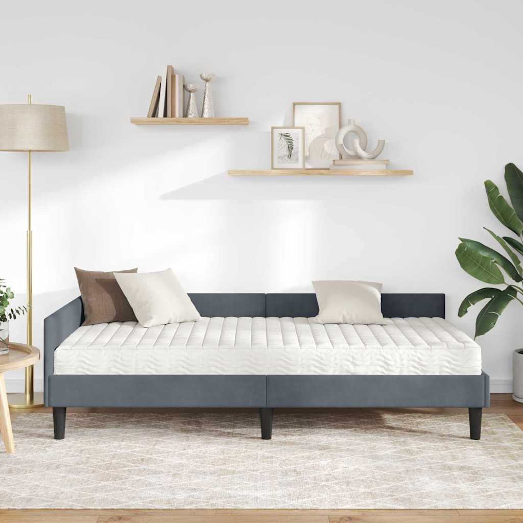 Kutni krevetni okvir s madracem Ostalo 2 pcs Siva Baršun