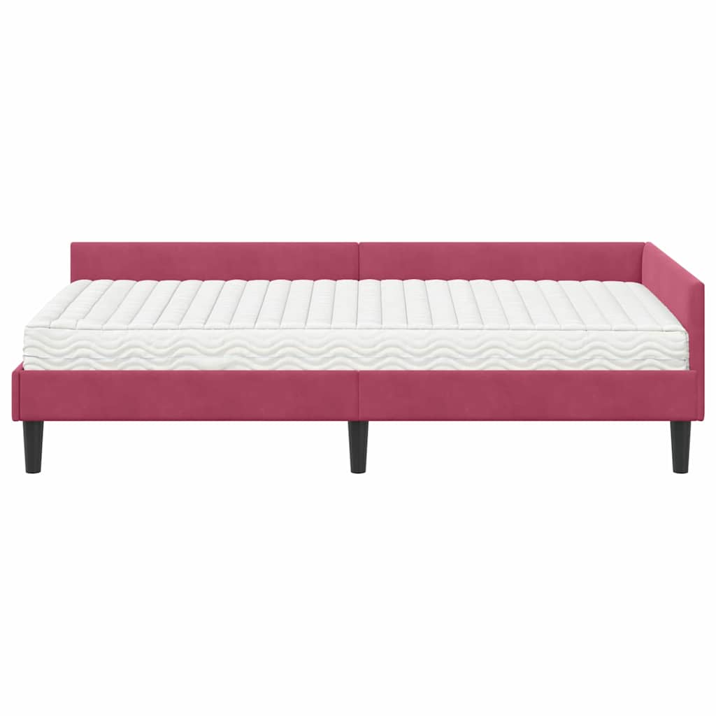 Kutni krevetni okvir s madracem Ostalo 2 pcs Zelena Baršun