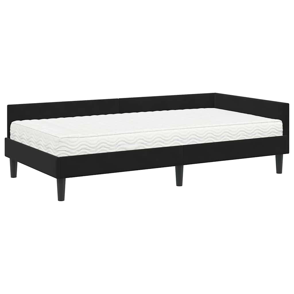 Kutni krevetni okvir s madracem Ostalo 2 pcs Crna Baršun