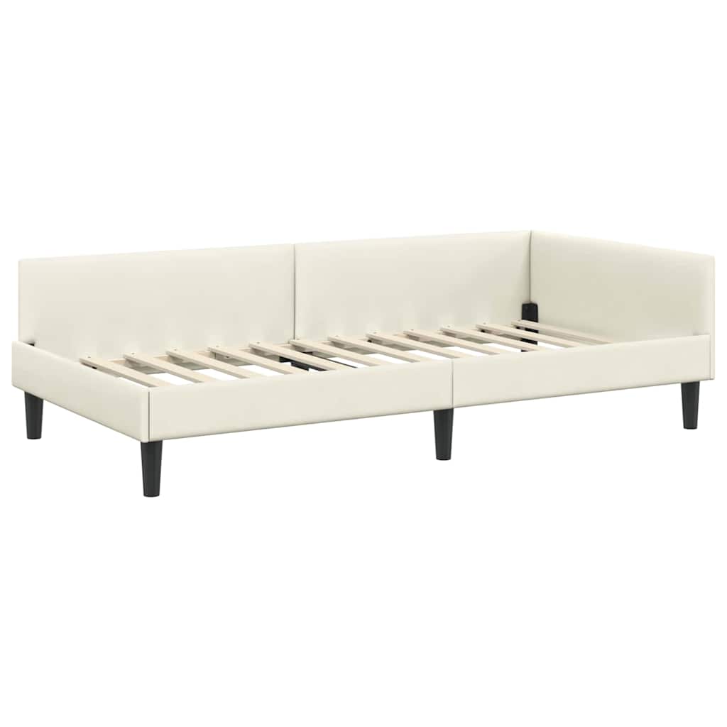 Kutni krevetni okvir s madracem Ostalo 2 pcs Krema Baršun