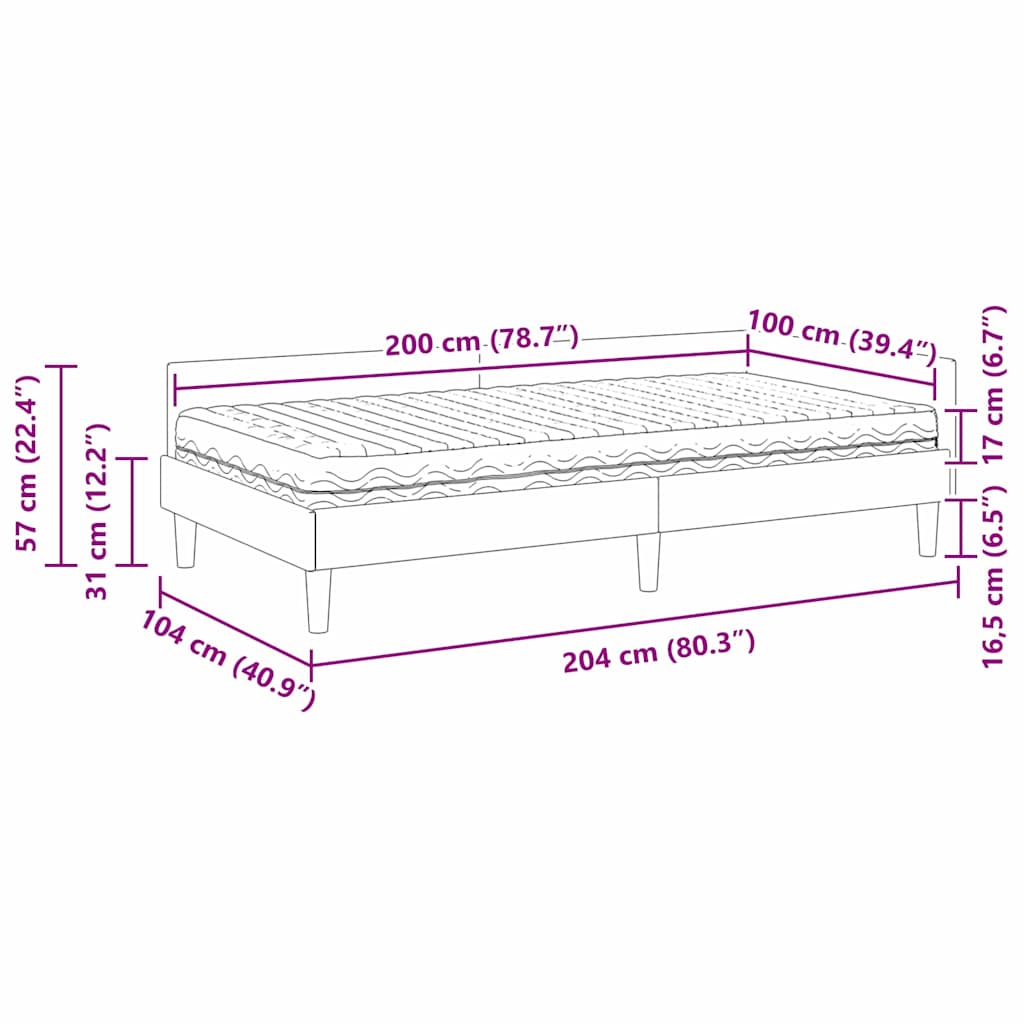Kutni krevetni okvir s madracem Ostalo 2 pcs Krema Baršun