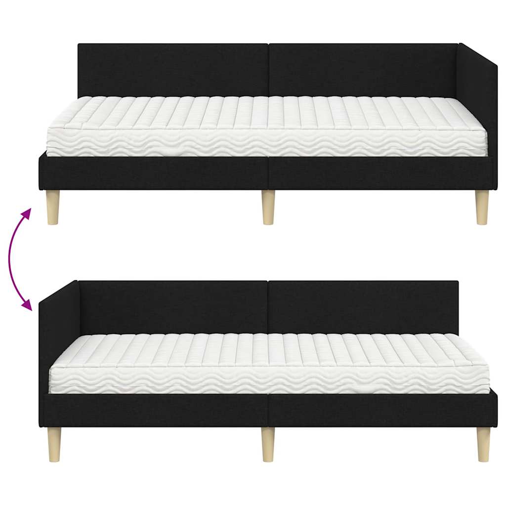 Kutni krevetni okvir s madracem Ostalo 2 pcs Zelena tkanina