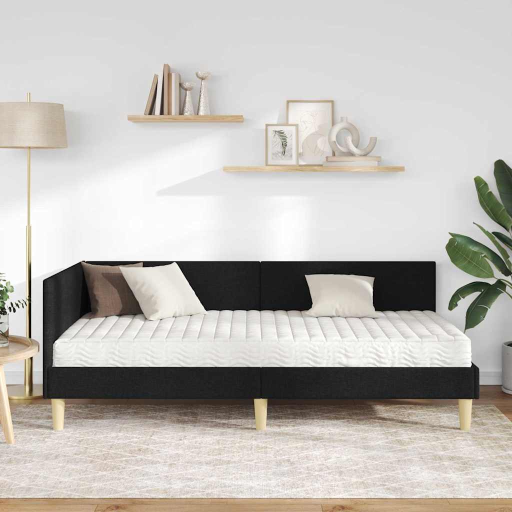 Kutni krevetni okvir s madracem Ostalo 2 pcs Zelena tkanina