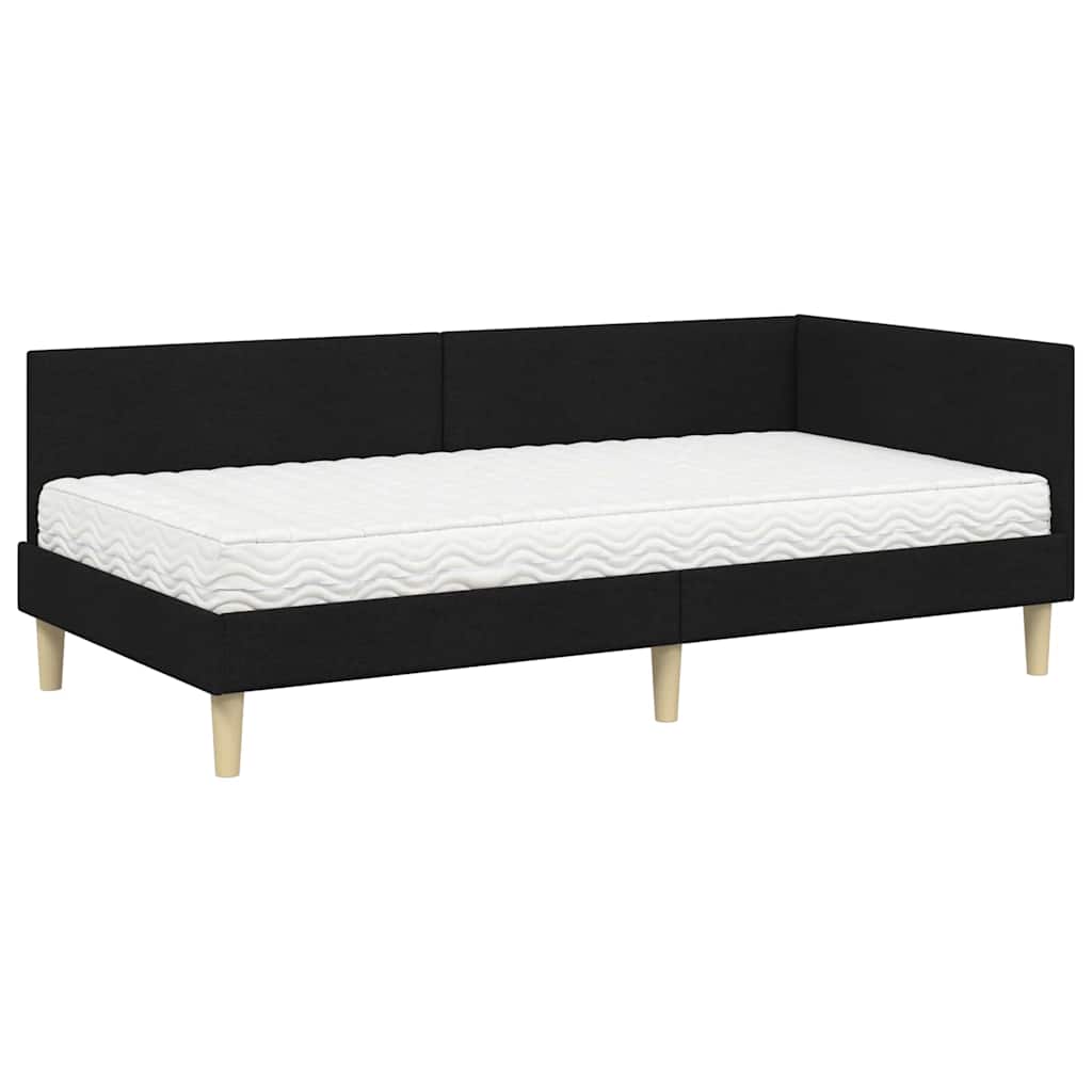 Kutni krevetni okvir s madracem Ostalo 2 pcs Zelena tkanina