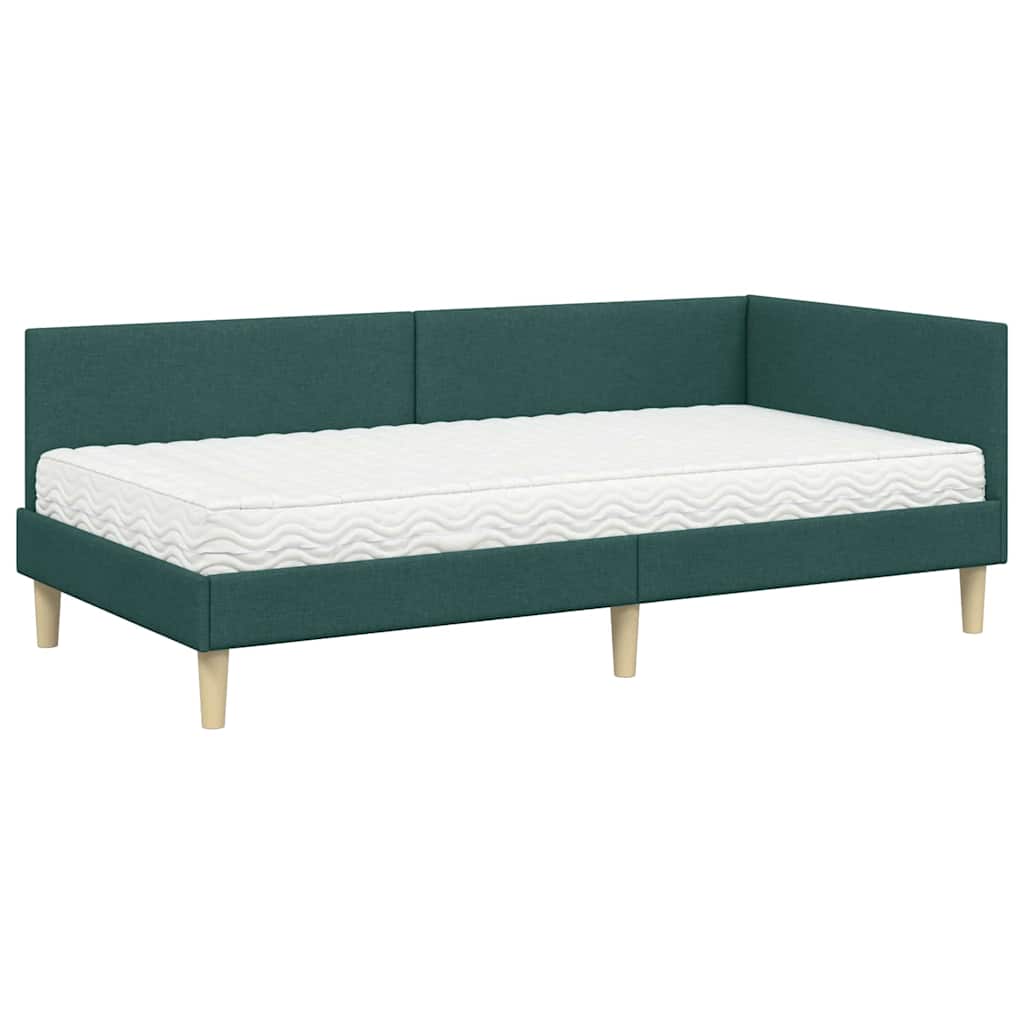 Kutni krevetni okvir s madracem Ostalo 2 pcs Zelena tkanina