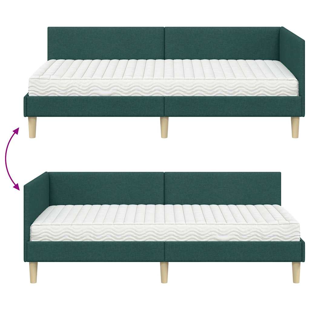 Kutni krevetni okvir s madracem Ostalo 2 pcs Zelena tkanina