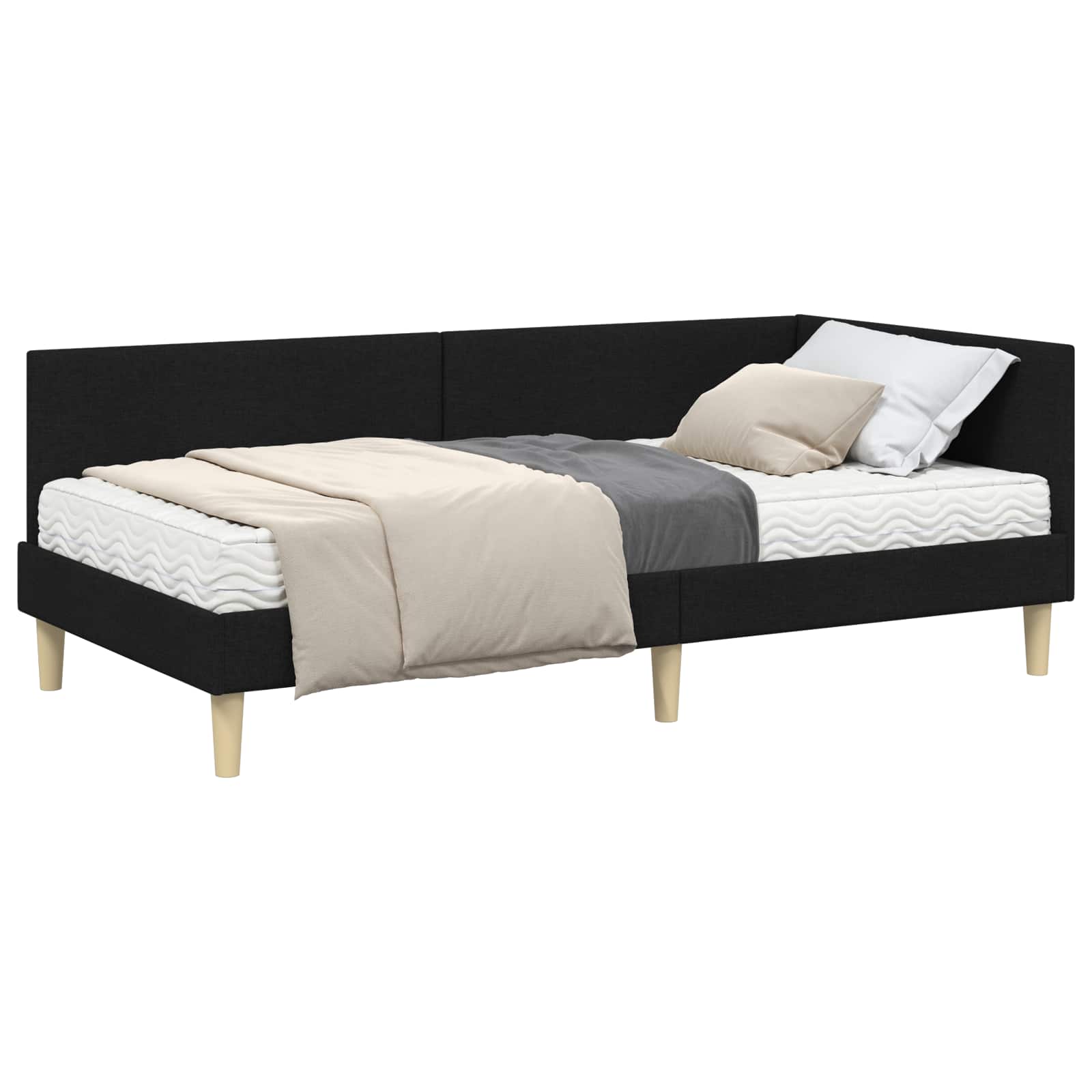 Kutni krevetni okvir s madracem Ostalo 2 pcs Zelena tkanina