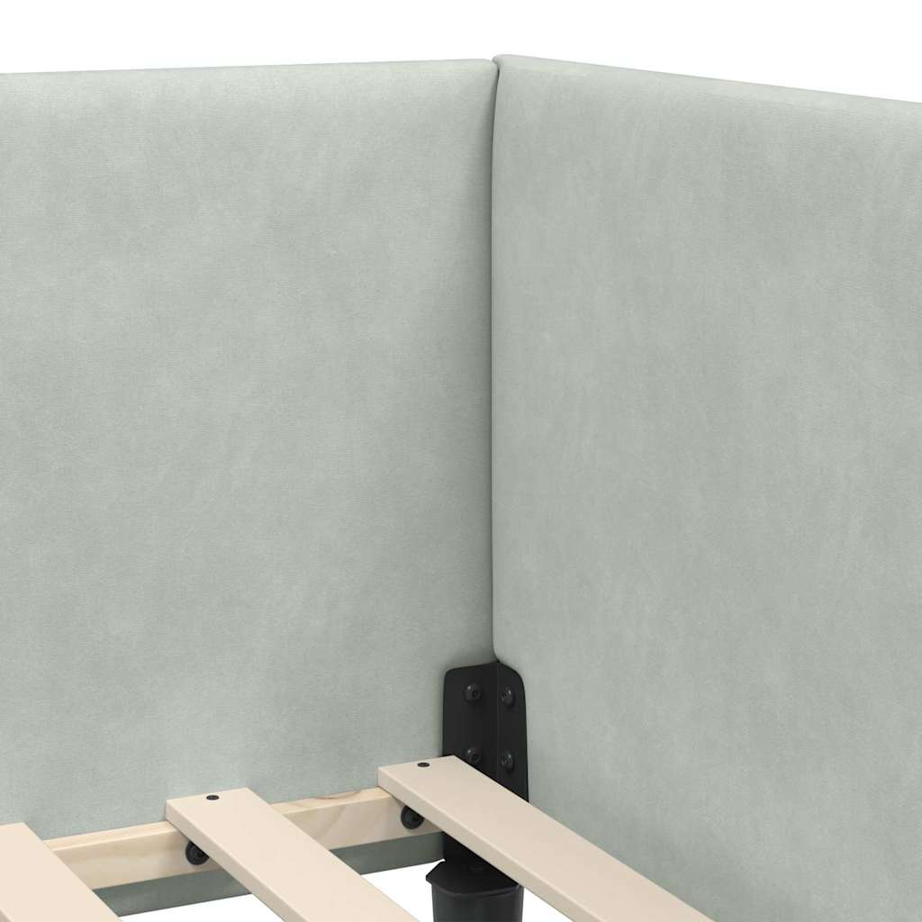 Kutni krevetni okvir s madracem Ostalo 2 pcs Svjetlosiva Baršun