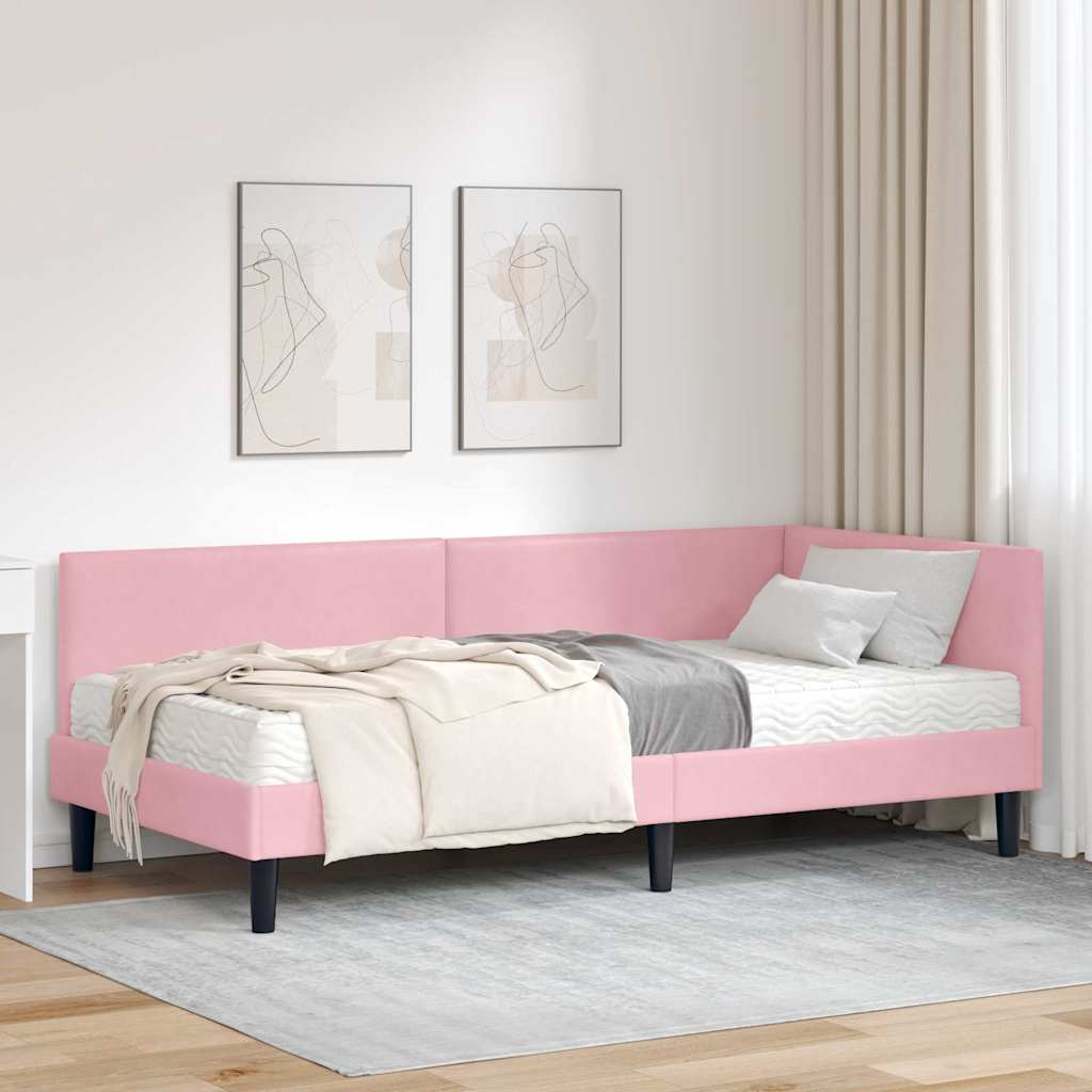 Kutni krevetni okvir s madracem Ostalo 2 pcs Siva Baršun