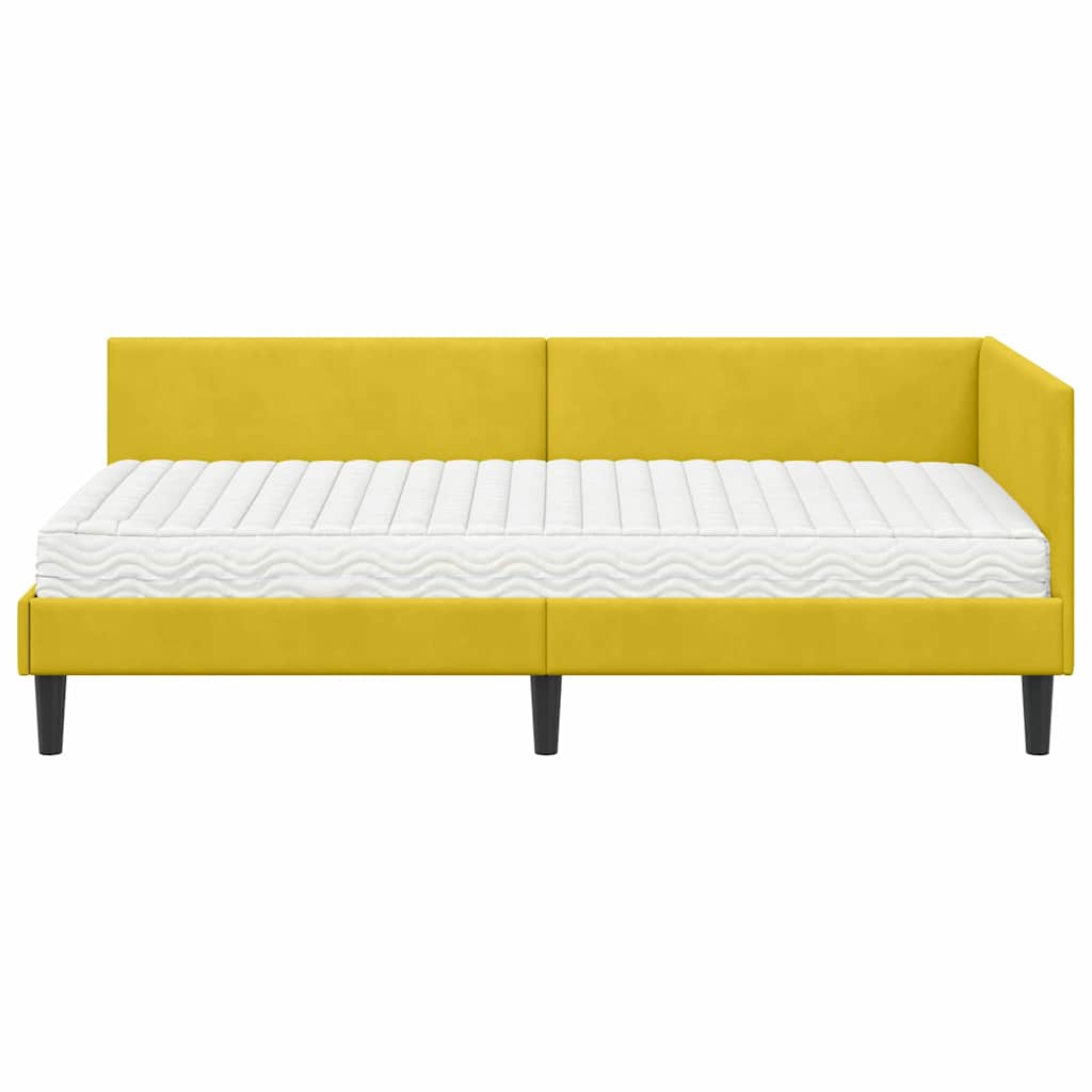 Kutni krevetni okvir s madracem Ostalo 2 pcs Žuta Baršun