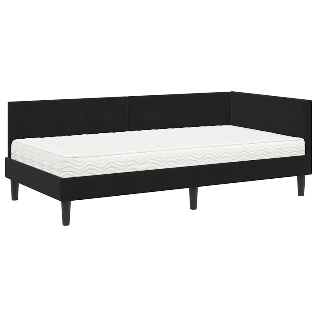 Kutni krevetni okvir s madracem Ostalo 2 pcs Crna Baršun