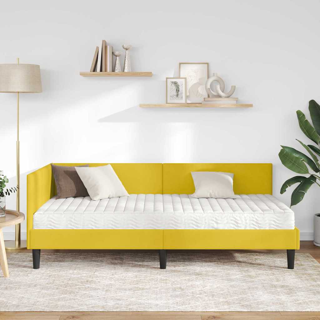 Kutni krevetni okvir s madracem Ostalo 2 pcs Žuta Baršun