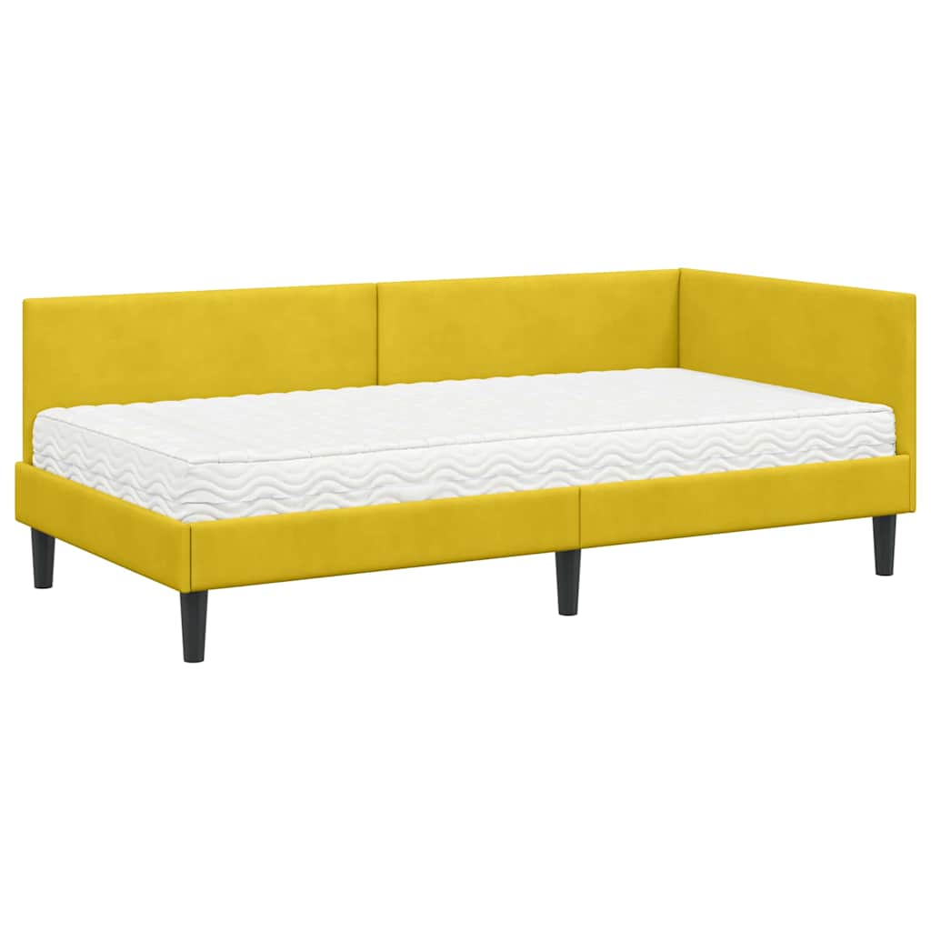 Kutni krevetni okvir s madracem Ostalo 2 pcs Žuta Baršun