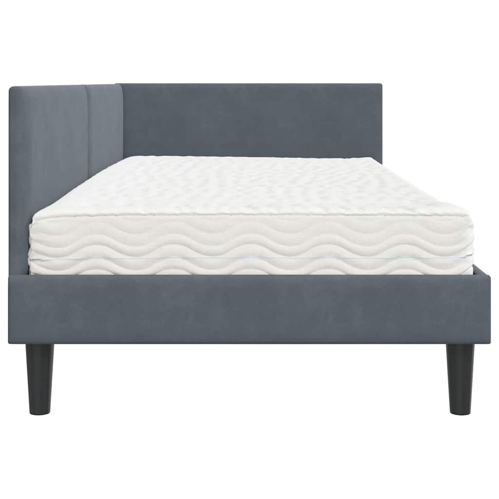 Kutni krevetni okvir s madracem Ostalo 2 pcs Siva Baršun