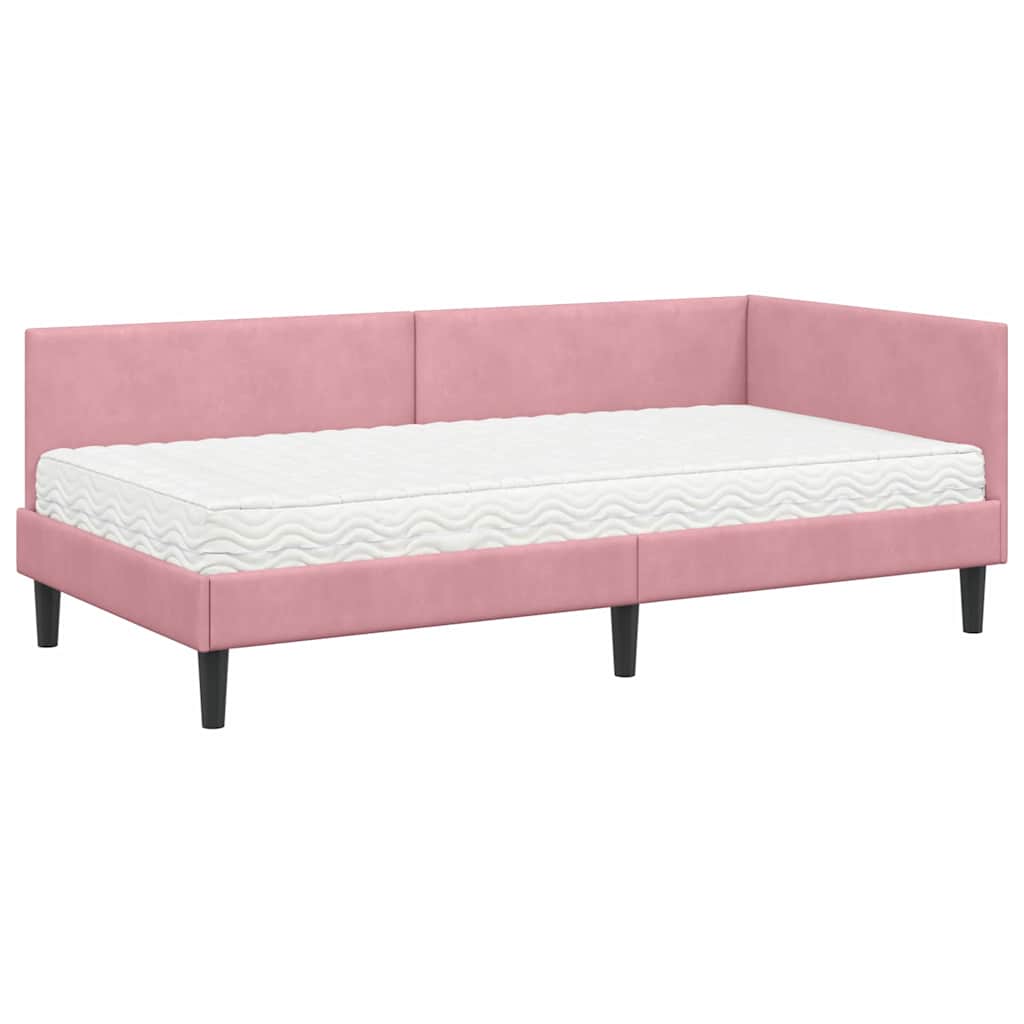 Kutni krevetni okvir s madracem Ostalo 2 pcs Siva Baršun