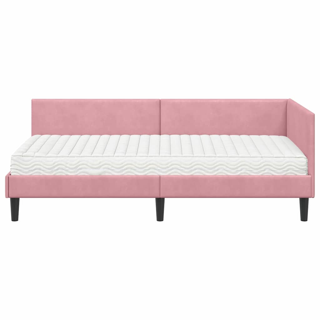 Kutni krevetni okvir s madracem Ostalo 2 pcs Siva Baršun