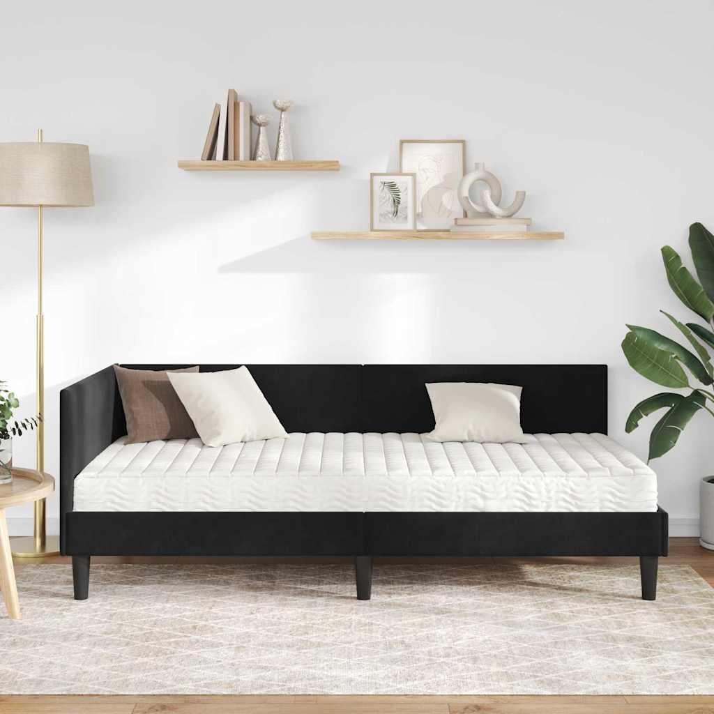 Kutni krevetni okvir s madracem Ostalo 2 pcs Crna Baršun