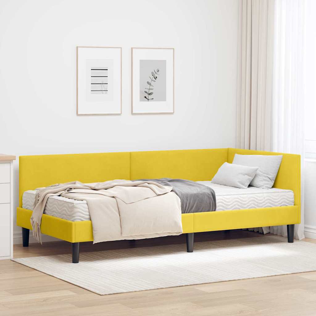 Kutni krevetni okvir s madracem Ostalo 2 pcs Žuta Baršun