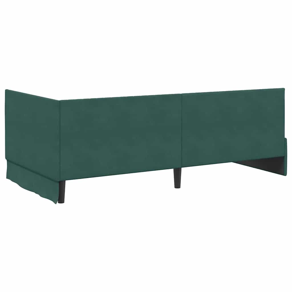 Kutni krevetni okvir s madracem 2 pcs Zelena Baršun