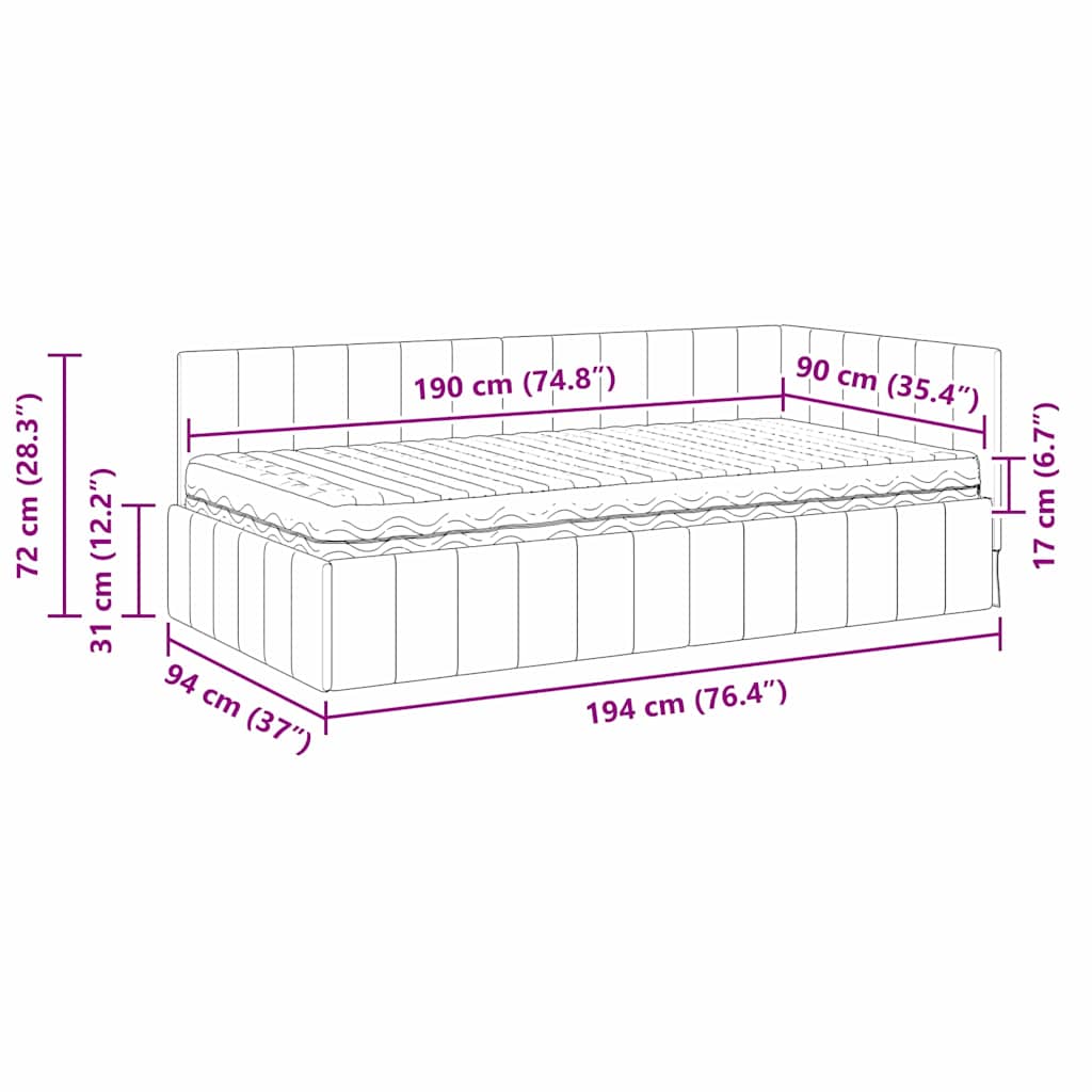 Kutni krevetni okvir s madracem 2 pcs Zelena Baršun